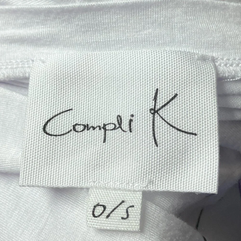 Compli K One Size O/S White V-Neck Logo Soft Knit‎ T-Shirt Love Pullover Dress